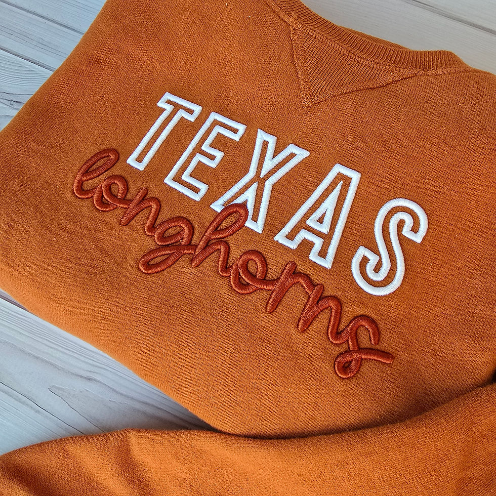 Thumbnail: Custom 3D Embroidered Texas Longhorn Crewneck Sweatshirt