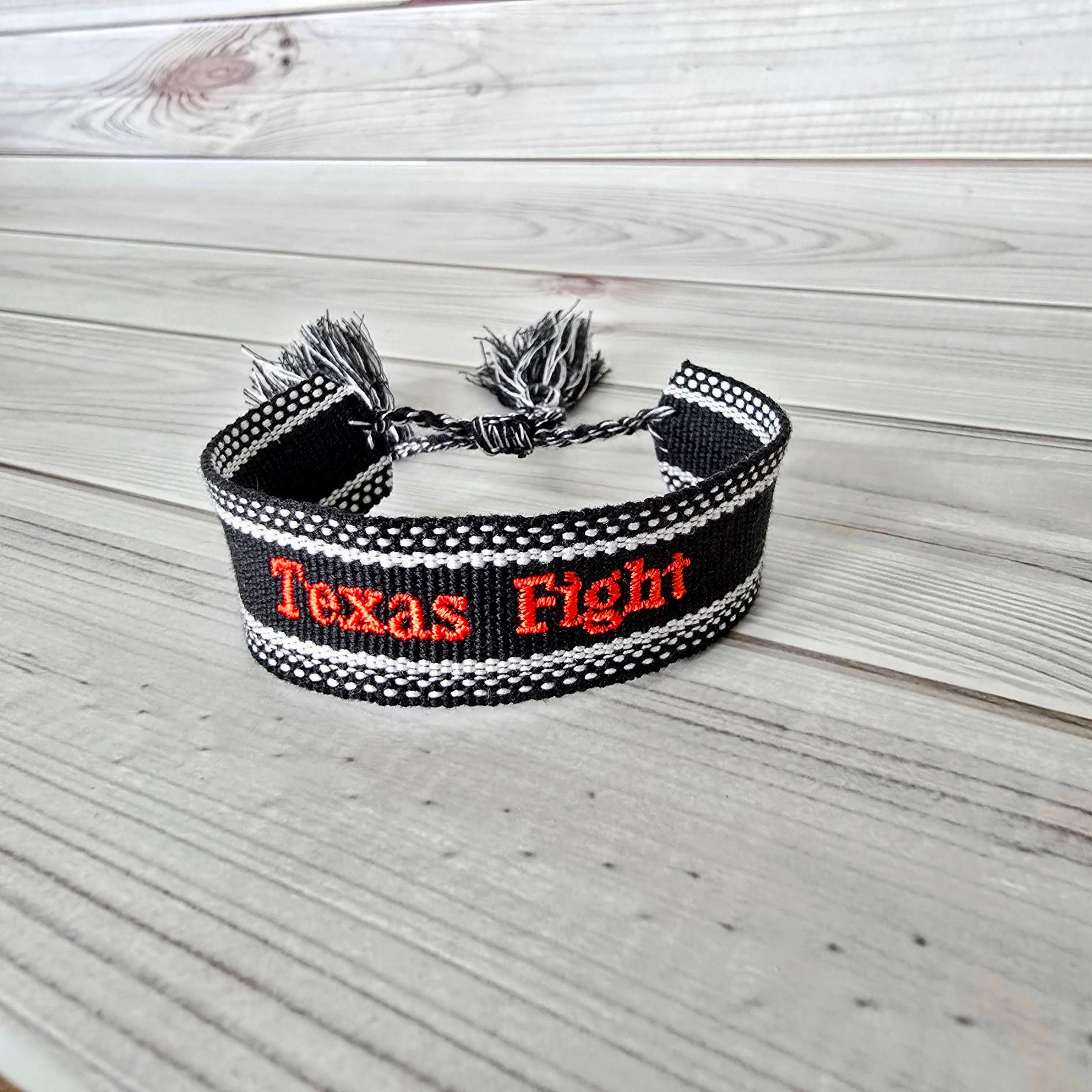 Texas Fight Embroidered Tassel Bracelet