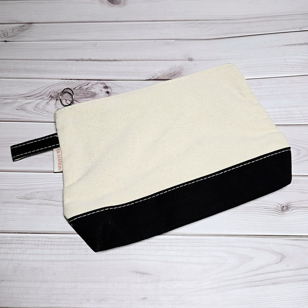 Thumbnail: Personalized Makeup Bag - Black and Canvas