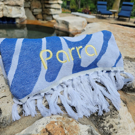 Personalized Beach Towel that says "Parra"