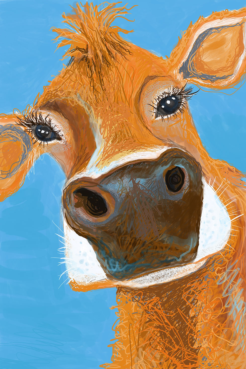 Thumbnail: Jersey Cow Digital Art Print | British Wildlife Wall Art