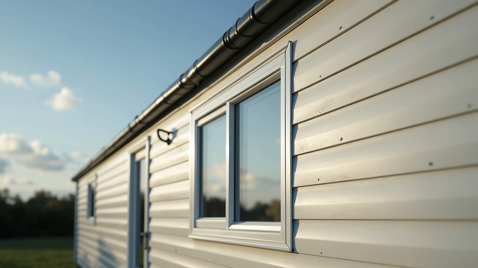 Eye-level view of a modern double-glazed window installed on a mobile home