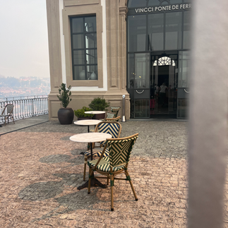 Bistro tables and chairs in Porto.