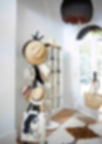 Modern foyer with antique French display case.