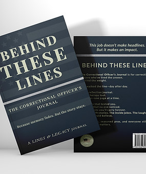 Lines & Legacy Corrections Journal with slate gray stripe and quote reflecting the challenges and legacy of life behind the walls.