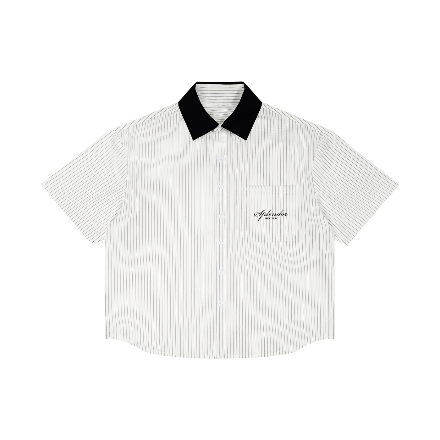 Unisex Striped Boxy Contrast Collar Shirt