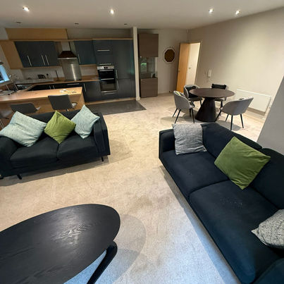 A stylish living room featuring elegant carpet