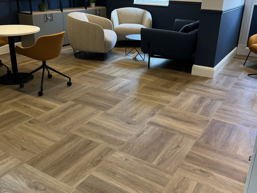 LVT installed in a wood block design