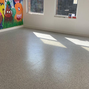 Polysafe Mosaic Fusion Grey in Oakgrove Primary School's canteen.