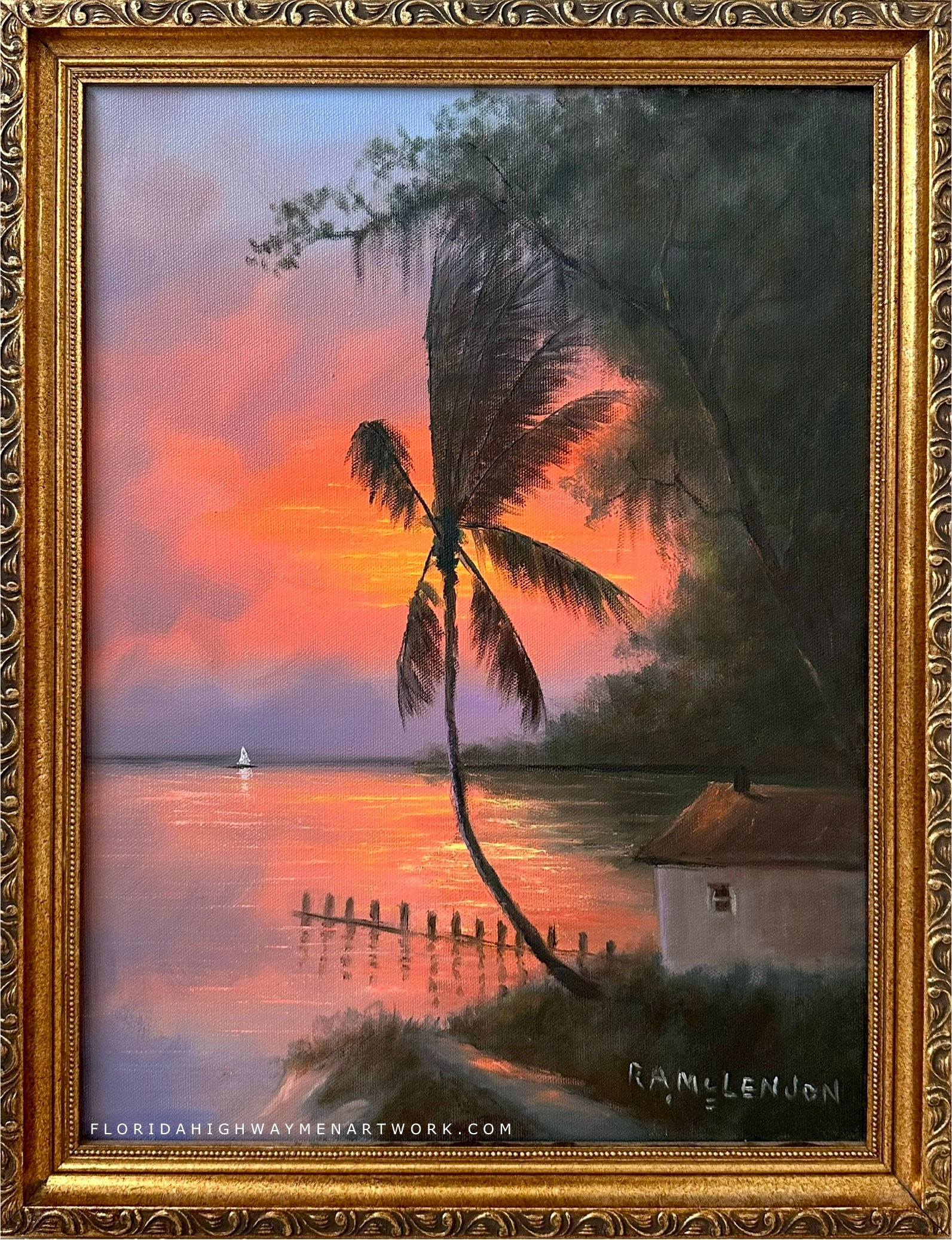 "Firesky River Shack" by Roy McLendon - 11x14" on Canvas