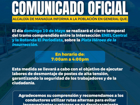 Alcaldía anuncia cierre de tramo de pista en construcción
