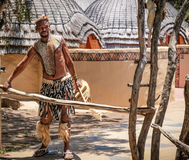 Tribesman preparing for traditional dance