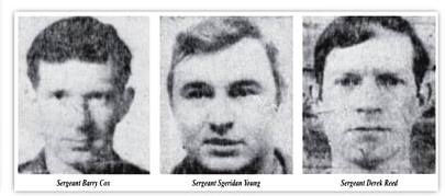 Sgt. Barry Cox, Household Division, Blues and Royals; Sgt. Sheridan Young, RMP; Sgt. Derek Reed, Roy