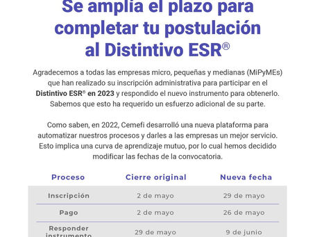 Se amplía el plazo para postular al Distintivo ESR®