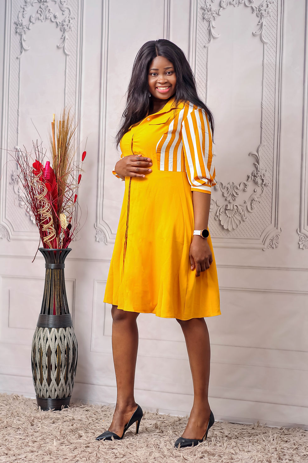 Thumbnail: Shirt Dress with Chiffon Sleeve