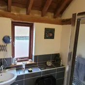 black tile bathroom