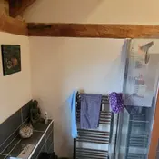 black tile bathroom