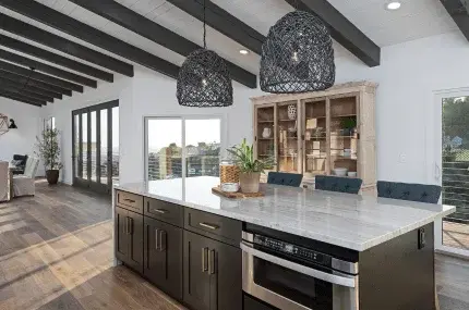bright black and white kitchen