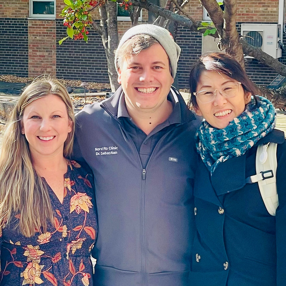Dr. Sebastian with his 2 of his mentors, including Dr. Angel Hong (on the right), and Dr. Andria D'Amato (on the left)