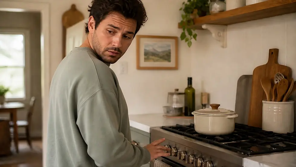 Person checking stove knobs because of the OCD checking cycle