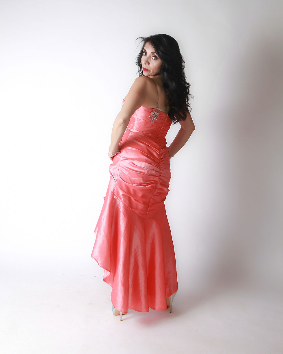 Thumbnail: Tiffany Designs – Coral Strapless High-Low Gown – Size 2 – Used