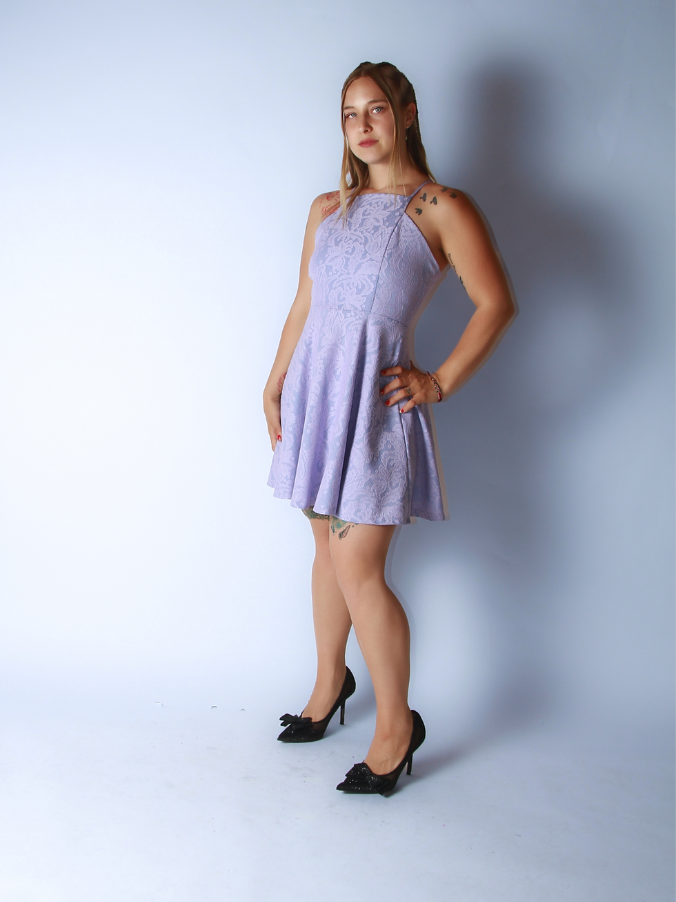 Francesca’s – Lavender Lace Skater Dress – XS – Used