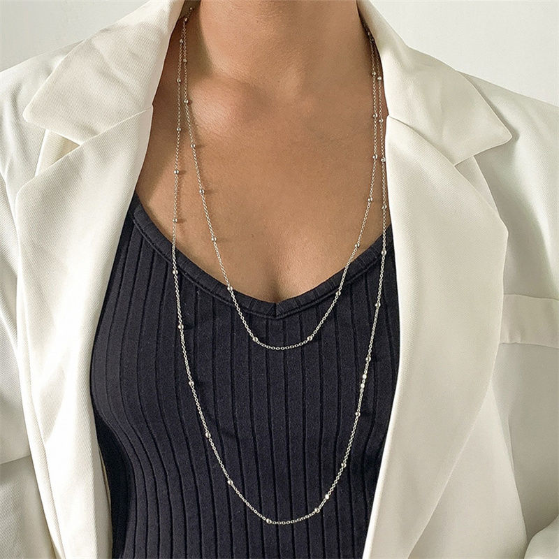 Miniatura: Bohemian Gold Color Metal Y-shaped Necklace for Women Double Laryered Long Chain