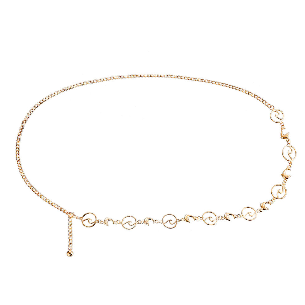 Miniatura: European American Summer Beach Metal Dolphin Circle Waist Chain Trendy Versatile