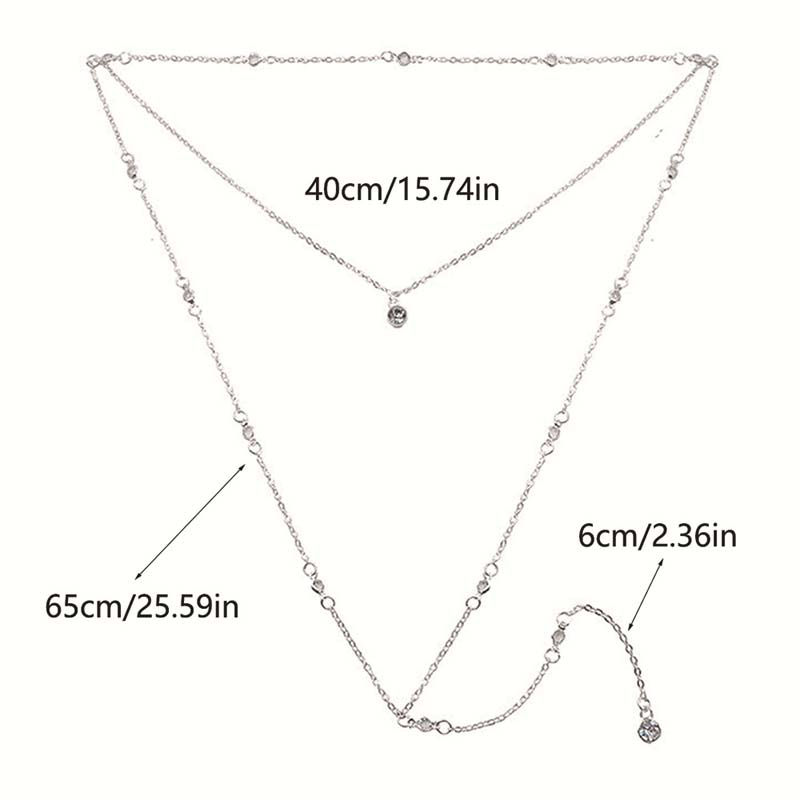 Miniatura: Sexy Silver Color Zircon Tassel Back Chain for Women New Trendy Metal Crystal Te