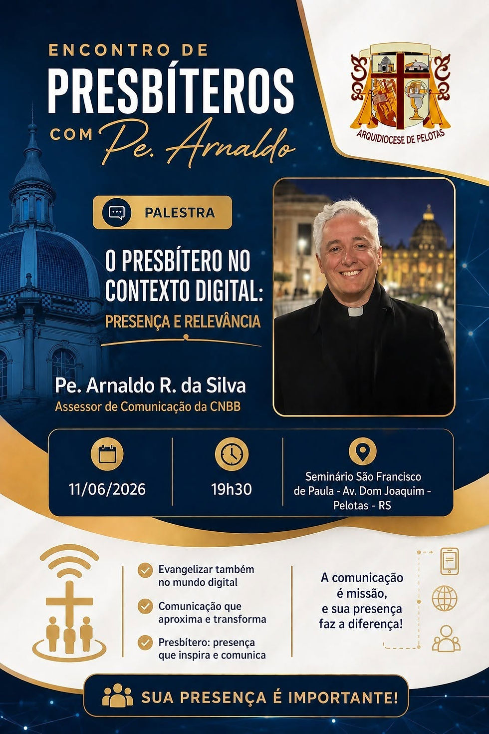Pe. Arnaldo Rodrigues da Silva participa de intensa agenda formativa em Pelotas
