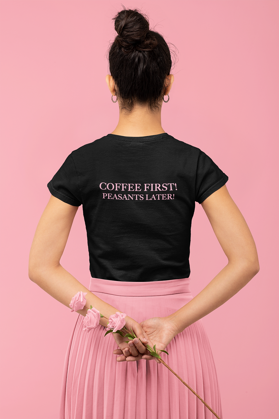Thumbnail: CAFFEINE Queen Black & Pink Womens Fitted Tee