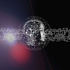 Cabeza humana de perfil con conexiones