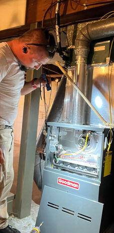 Inspector John Dorton inspecting big furnace