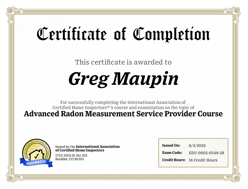 Greg Maupin Certifications