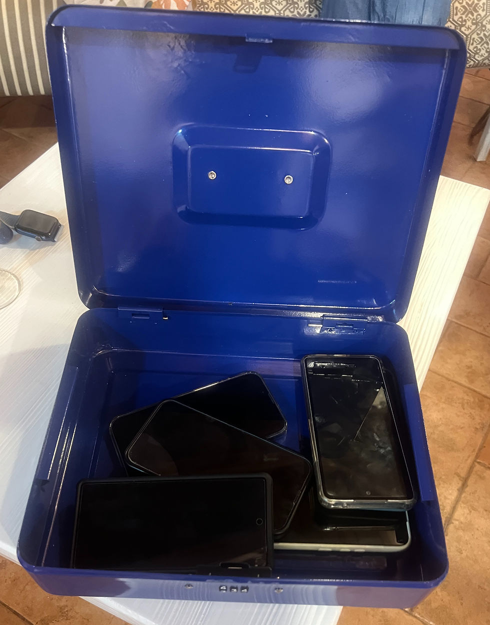 Our phones were locked away in a secure box for the entire digital detox experience.