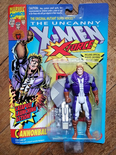X-MEN X-FORCE CANNONBALL FIGURE WITH CATAPULT LAUNCHER, ToyBiz, 1993, MINT CARD