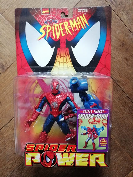 SPIDER-MAN SPIDER POWER SERIES: TRIPLE THREAT SPIDER-MAN FIGURE MOC Toy Biz 1998