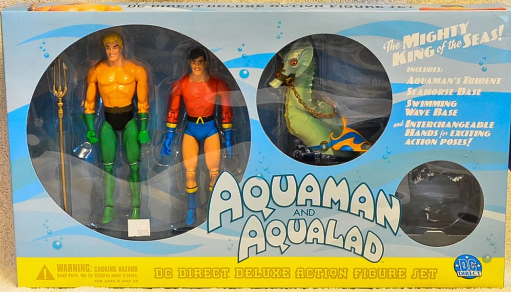 AQUAMAN & AQUALAD DELUXE 2 FIGURE SET, Sealed MIB, DC Direct 2001