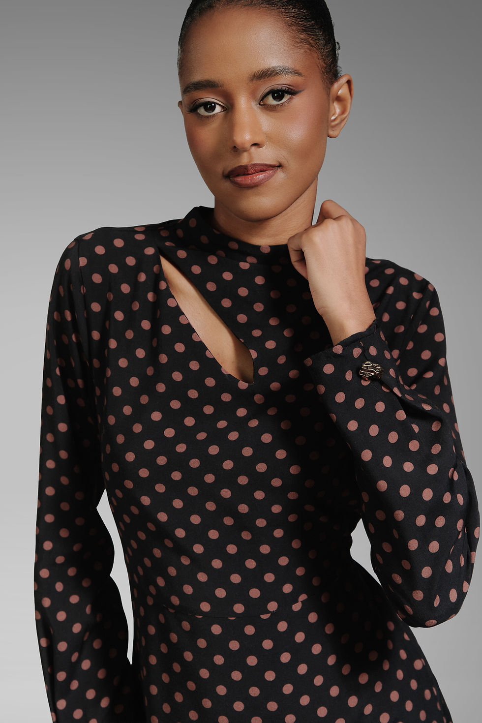 Thumbnail: DRESS WITH DOTS  PALINTO BROWN