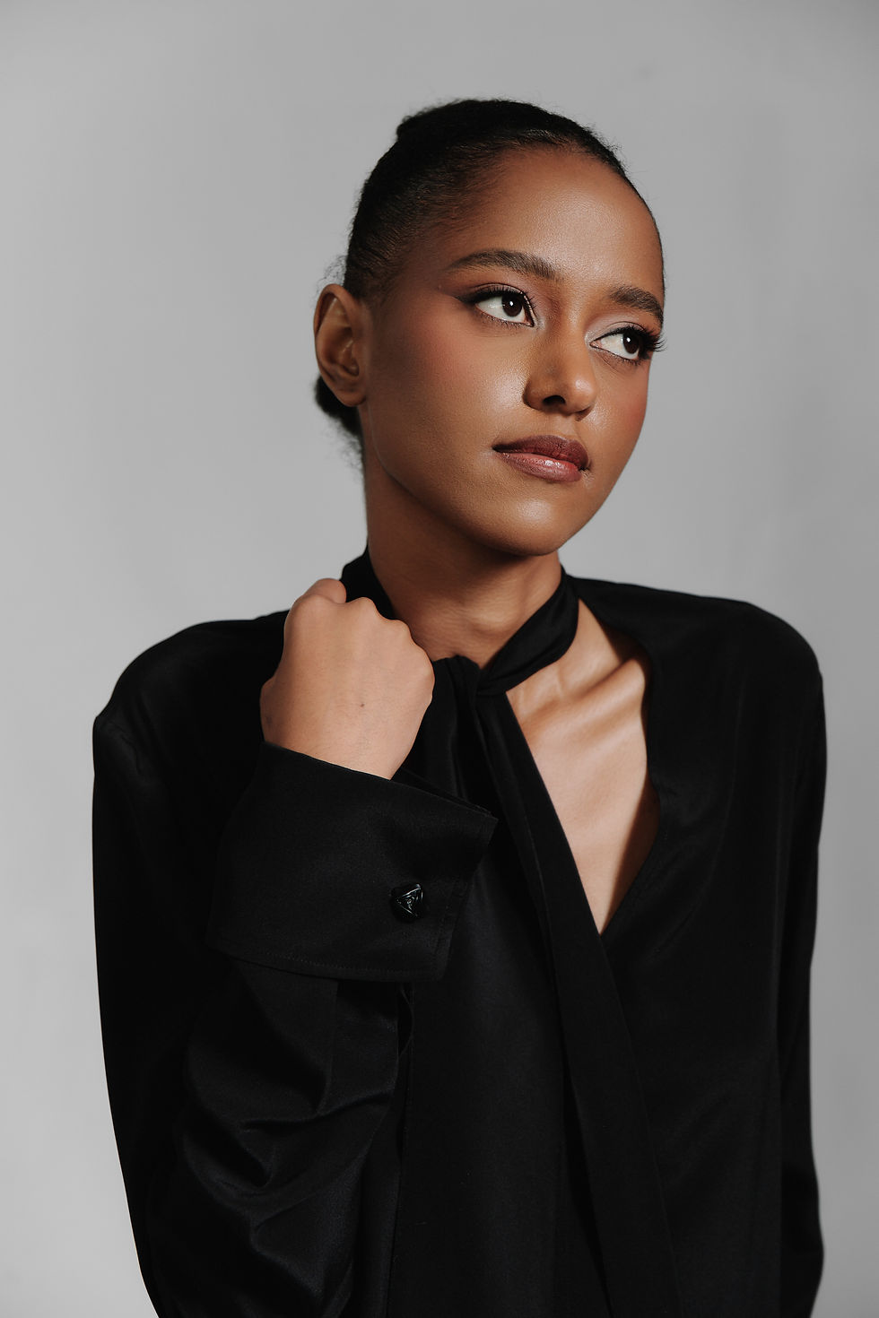 Thumbnail: 100% SILK BLOUSE WITH LONG TIE