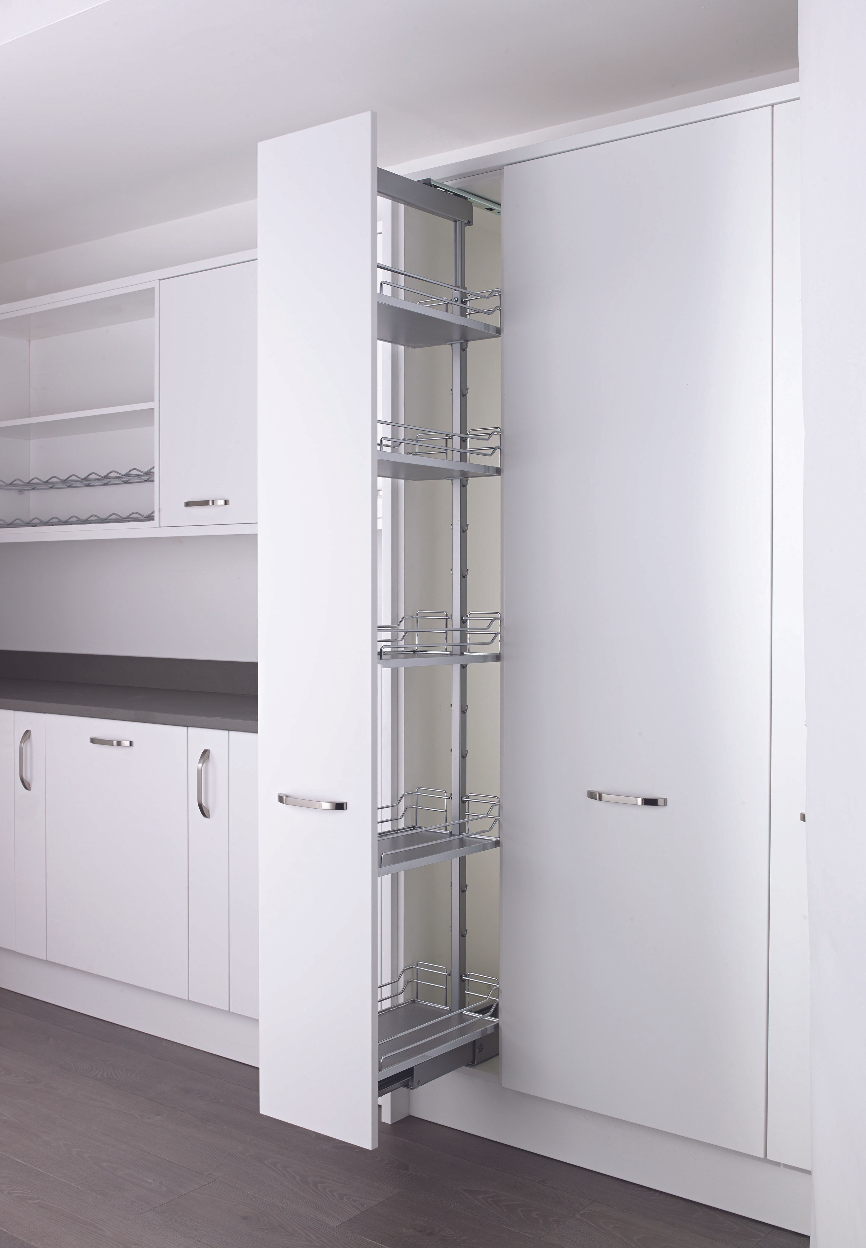 400mm Kessebohmer Chrome Arena Kitchen Pull Out Larder 1800-2200mm