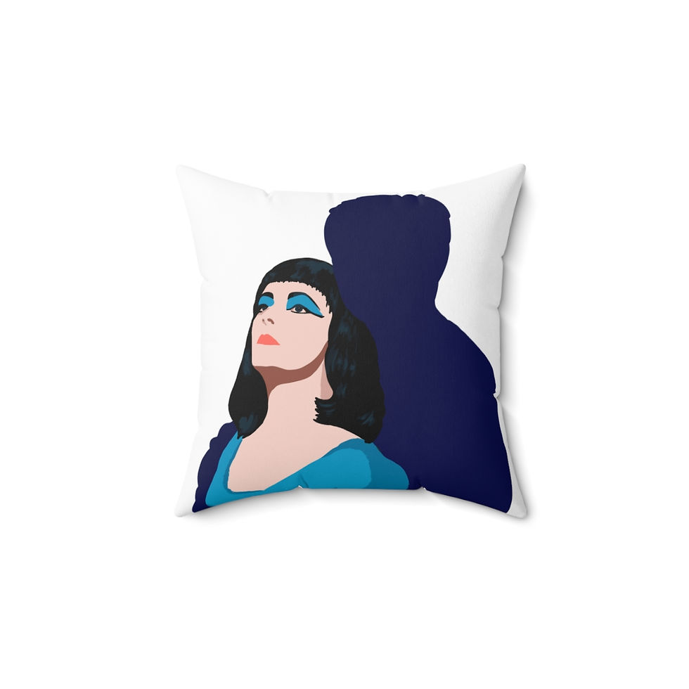 Cleopatra Elizabeth Taylor Vintage Cinema Polyester Square Pillow Blue White