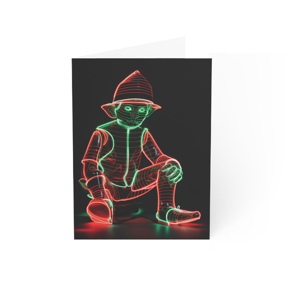Thumbnail: Neon Christmas Elf Greeting Cards (1, 10, 30, and 50pcs)