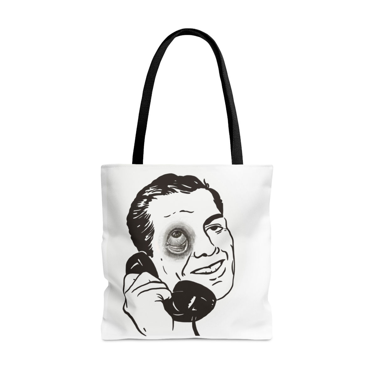 Copy of Black and White Vintage Man Retro Goth Phone Disturbing Weird Tote Bag