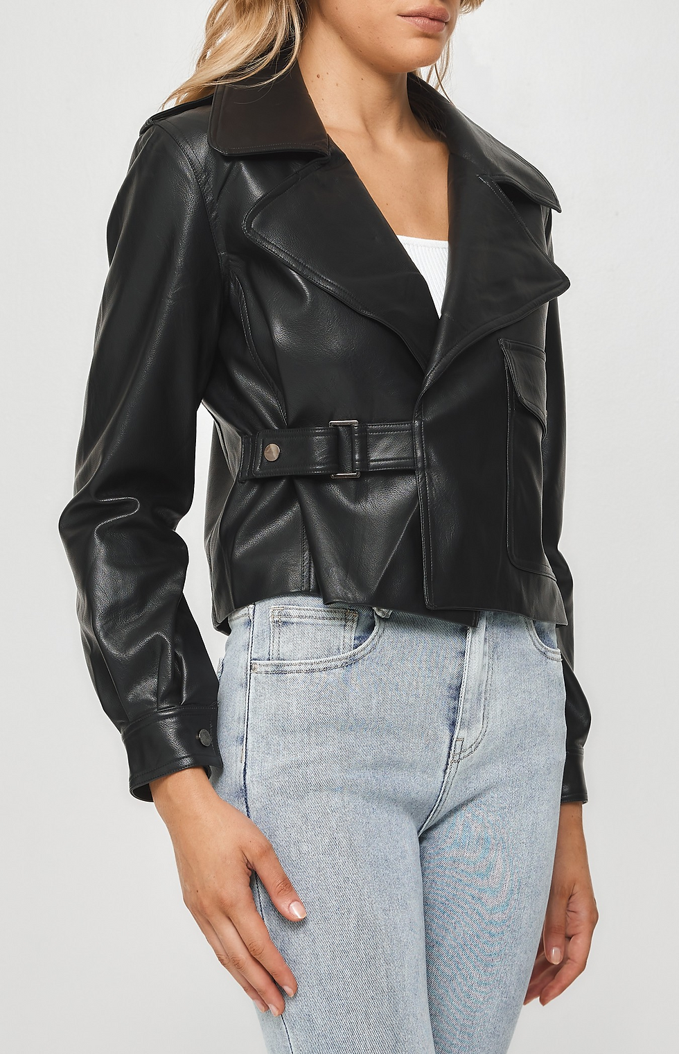 Thumbnail: Bridget Faux Leather PU Jacket side 2