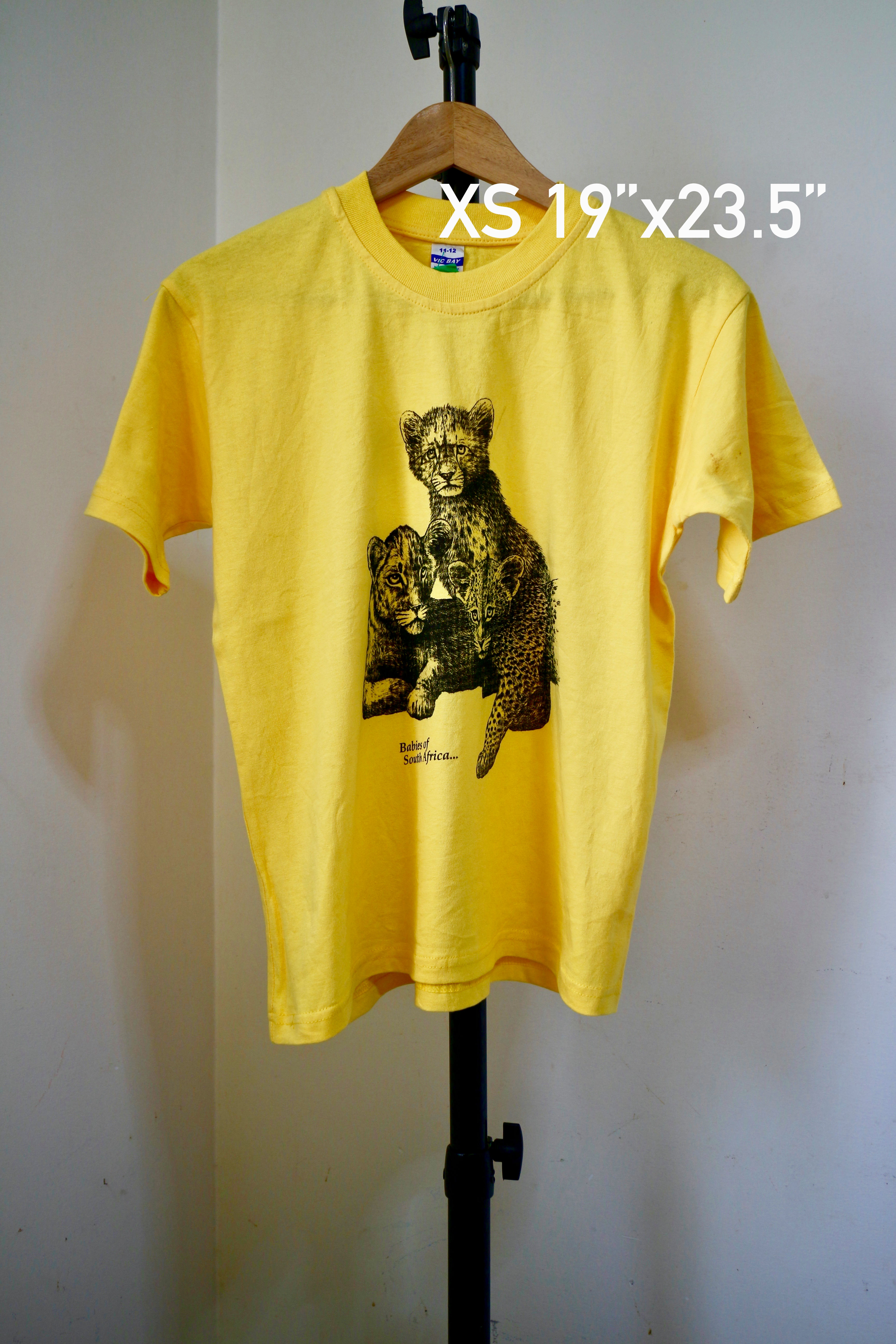 (XS/อก19"/ยาว23.5")T184 เสื้อยืดมือสอง ไซส์เด็กลายเสือในแอฟริกาใต้ *เลอะนิดหน่อย