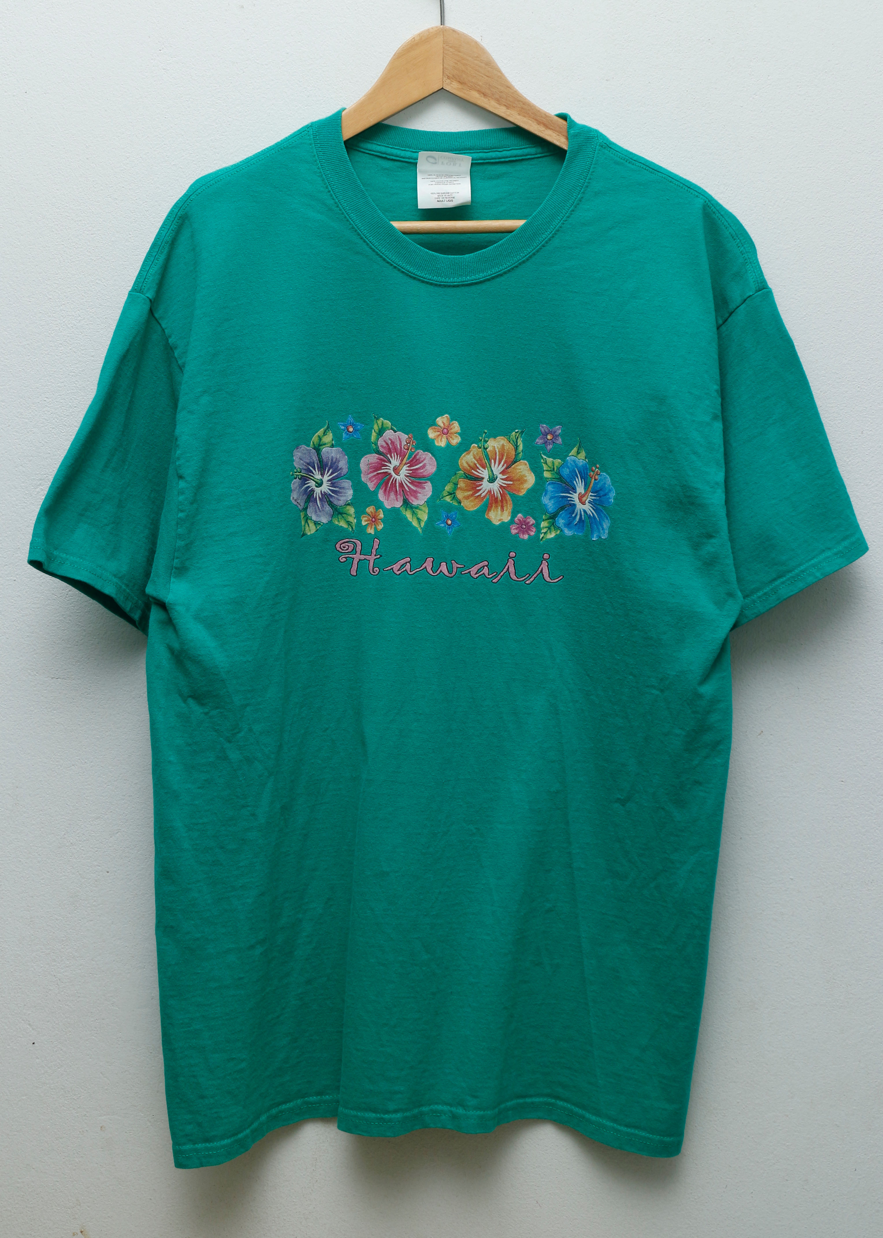 เสื้อยืดมือสอง ลายฮาวาย (L/อก21"/ยาว30")T050