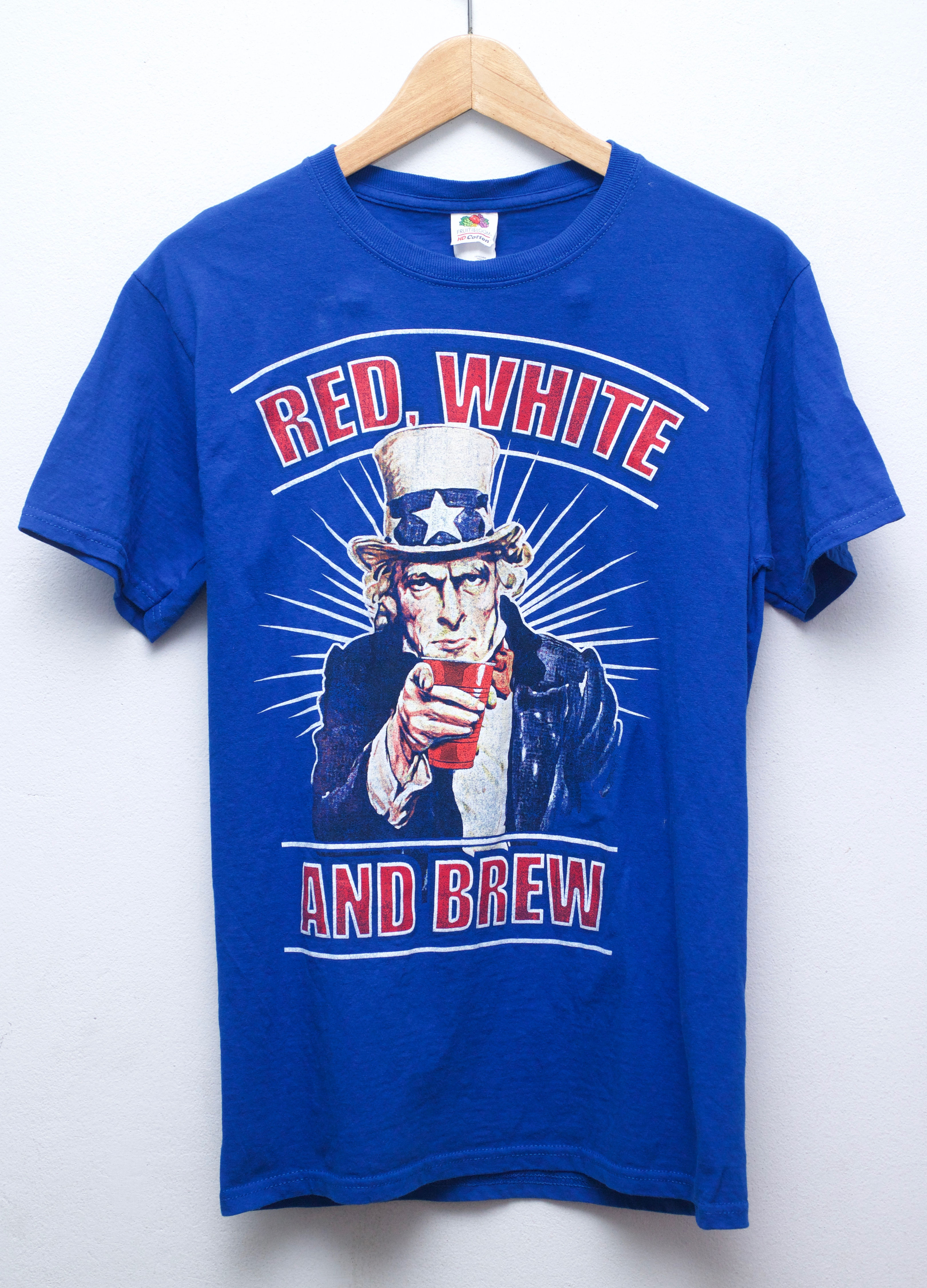 เสื้อยืดมือสอง ลาย I Want You Red,White and Brew (ไซส์S/อก18"/ยาว27")T360