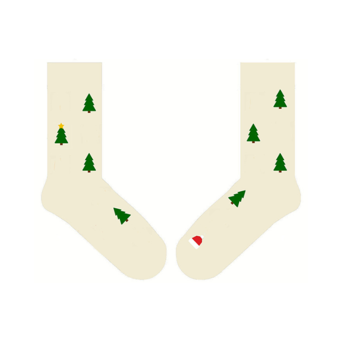 Christmas Tree Natural Crew Socks