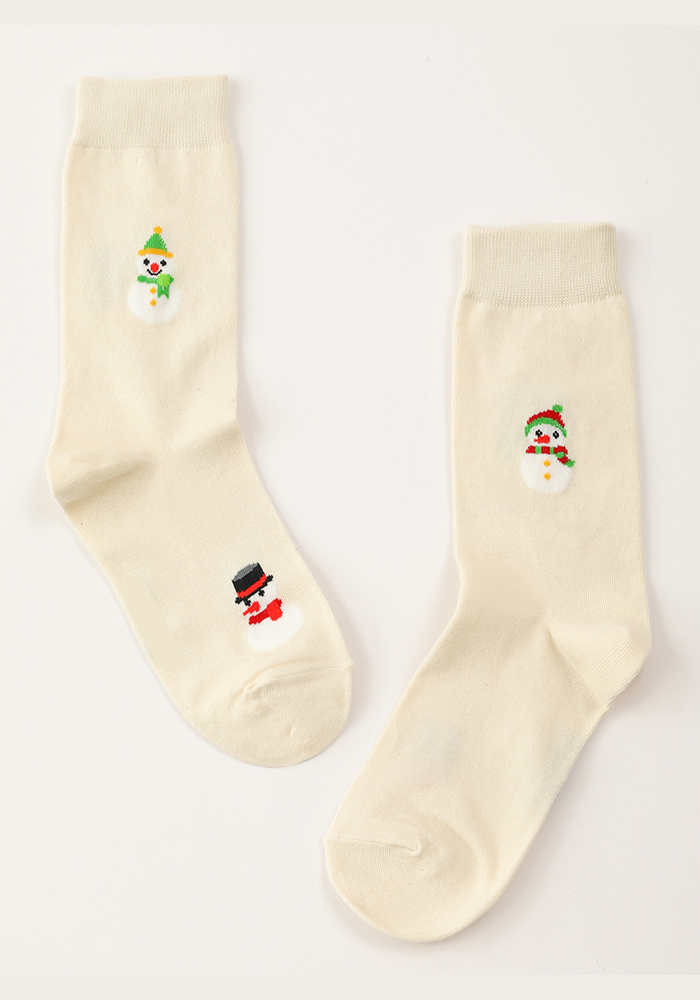 Snowman Natural Crew Socks